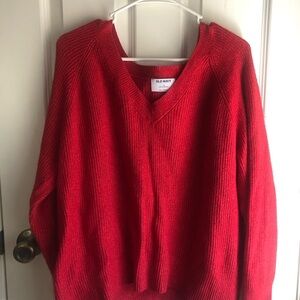Bright Red Old Navy V-Neck Sweater